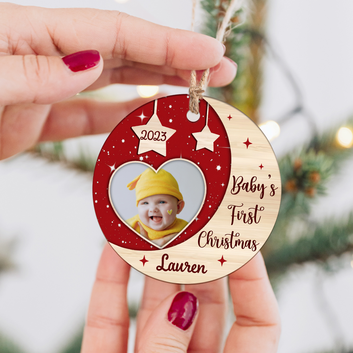 Personalized Baby's First Christmas Ceramic Ornament With Picture