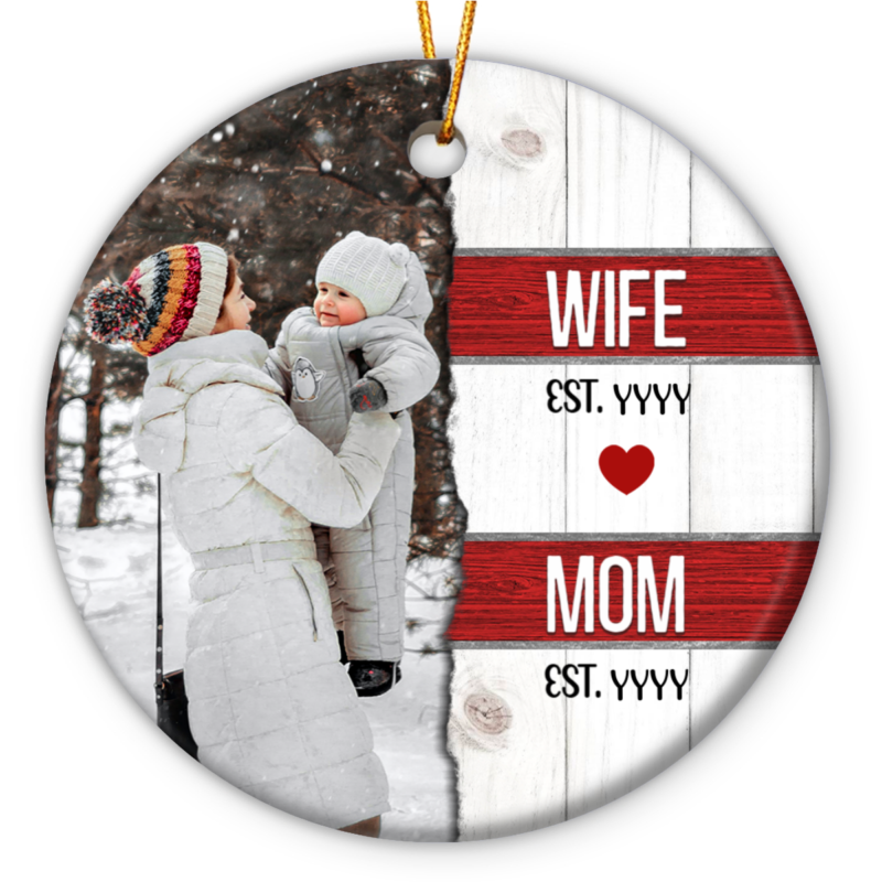 Wife To Mom Est Personalized Photo Ceramic Ornament New Mom Christmas Gifts First Time Mom Ornament
