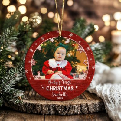 Babys First Christmas 2025 Ornament, Newborn Christmas Ornament, Babys 1st Christmas Tree Decoration