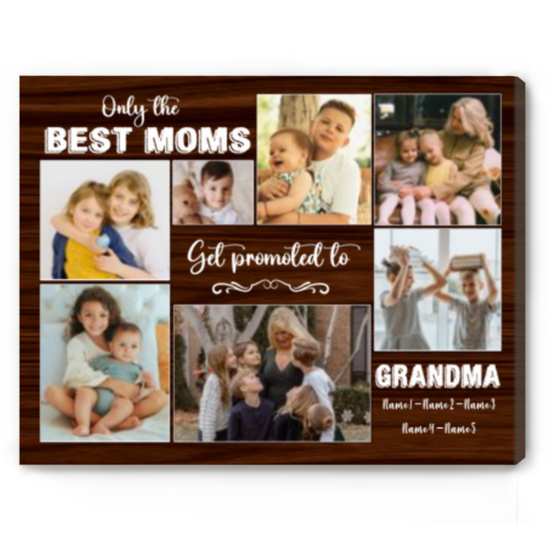 Pregnancy Announcement Gift for Grandma, New Grandma Gifts, Only The Best Moms Get Promoted To Grandma Custom Photo Canvas Print