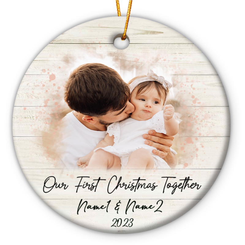 daddy first christmas together personalized photo ceramic ornament new dad gift for husband from wife first time dad ornament 2023