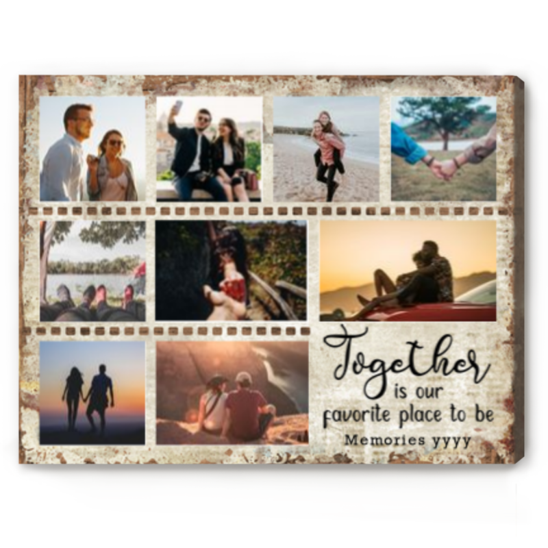 Journey Together Personalized Photo Collage Canvas, Couple Memories Picture Collage Gift, Best Anniversary Gift for Her
