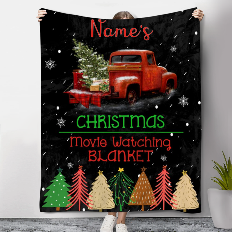 Personalized This Is My Christmas Movie Watching Blanket, Xmas Gifts For Daughter Son, Custom Christmas Gifts