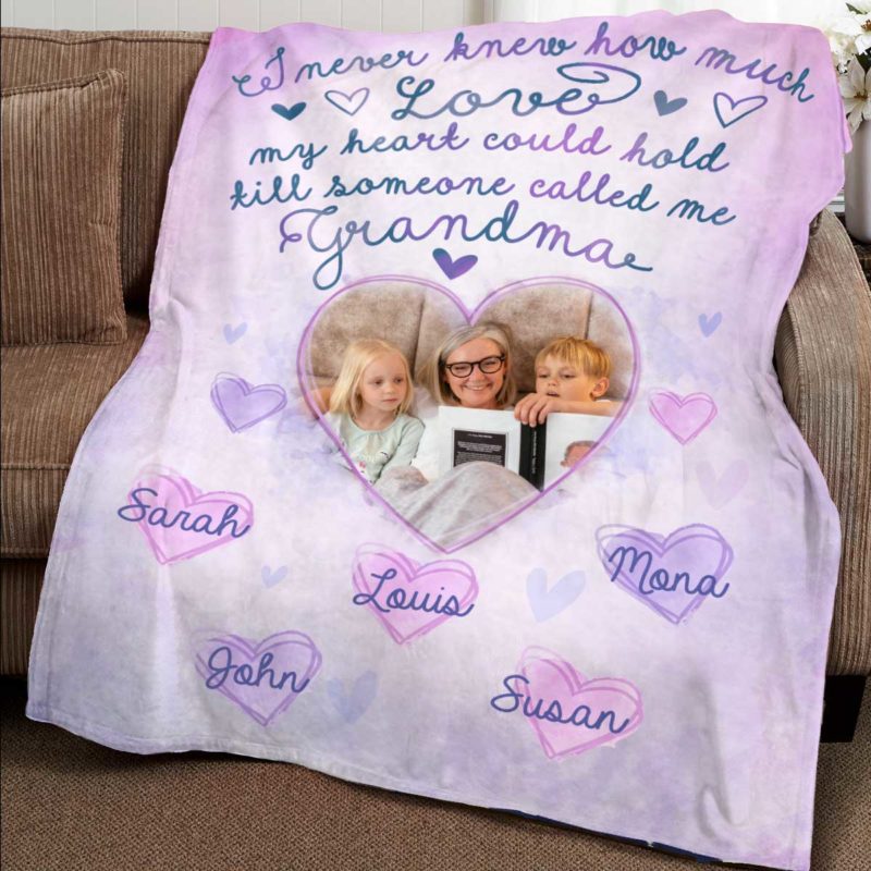 Personalized Grandma Blanket With Kids Grandkids Names, Grandmother