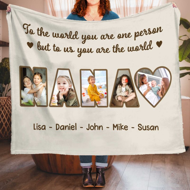 Personalized Nana Blanket With Photo, Nana Xmas Gifts, Nana Birthday