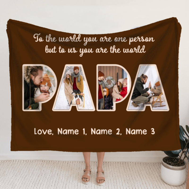 personalized papa blanket with photo personalized gifts for papa for christmas grandpa gifts from grandkids to us you are the world