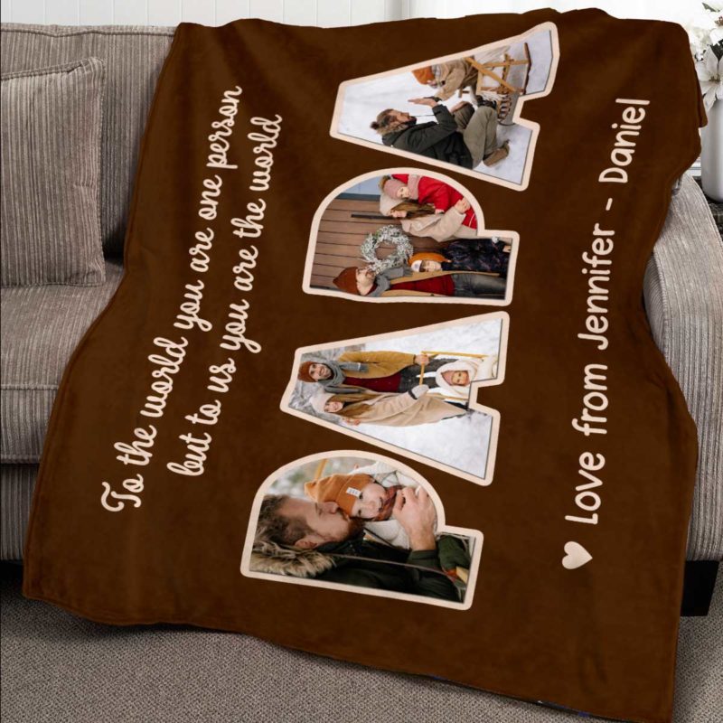 Personalized Papa Blanket With Photo, Personalized Gifts For Papa For