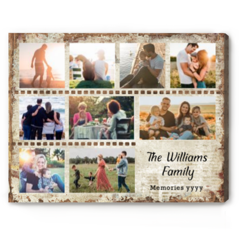 Journey With Family Personalized Photo Collage Canvas, Family Memories Picture Collage Gift, Family Keepsake Gifts