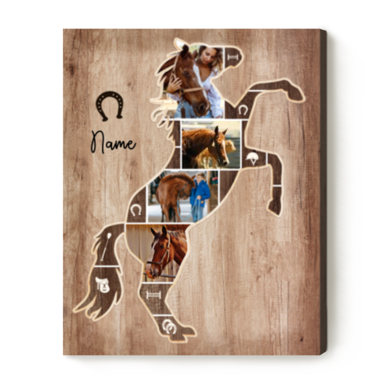 personalized horse silhouette photo collage canvas christmas gifts for horse owners personalized horse gifts