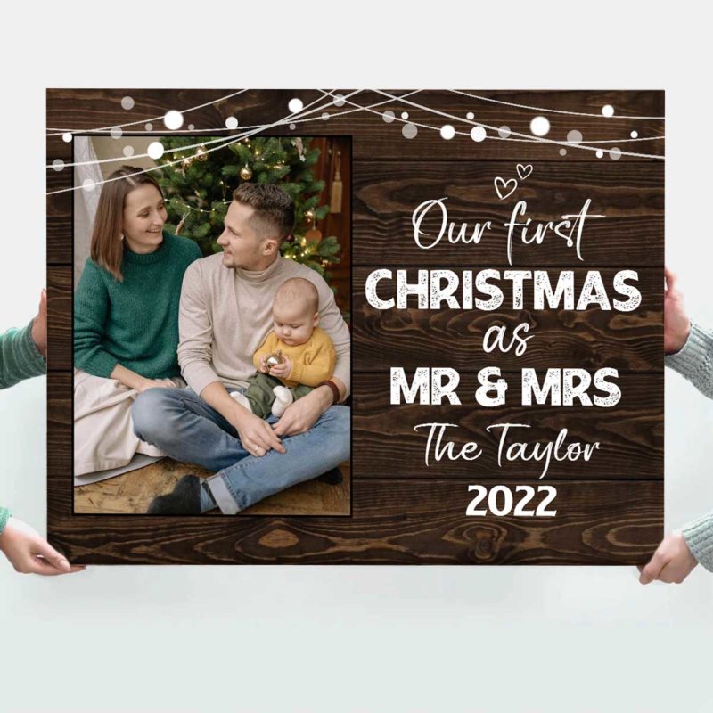 Our First Christmas As Mr And Mrs Personalized Photo Canvas, Christmas ...