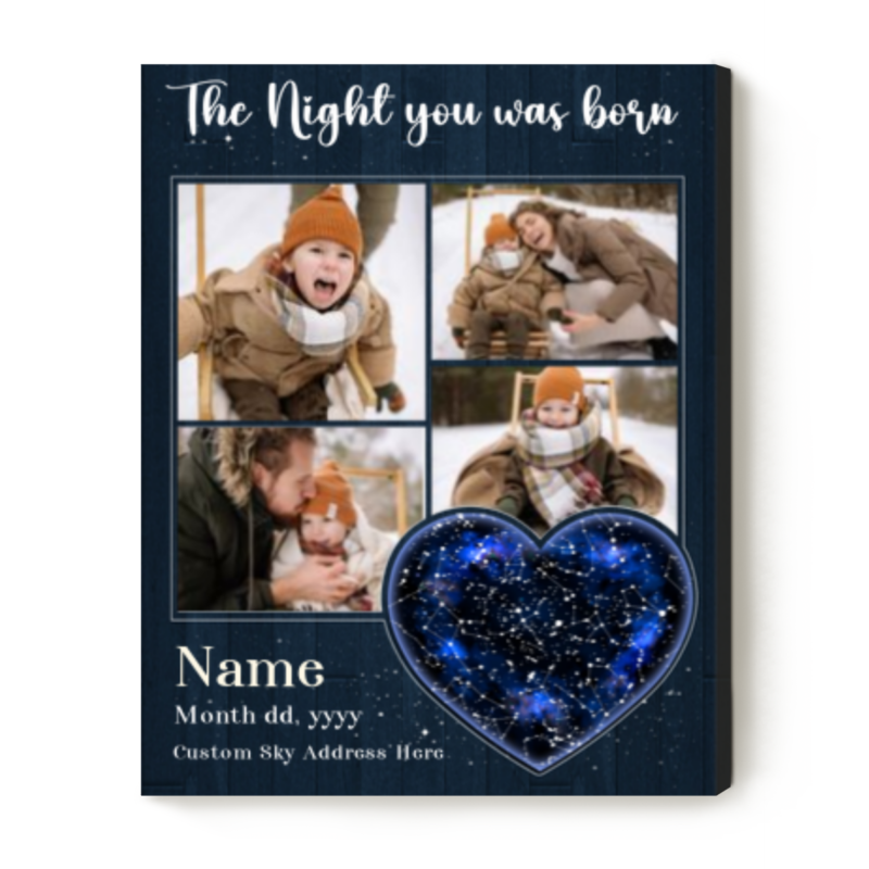 personalised birthday night sky and photo canvas the night you were born constellation map birthday gift sentimental gifts for him her