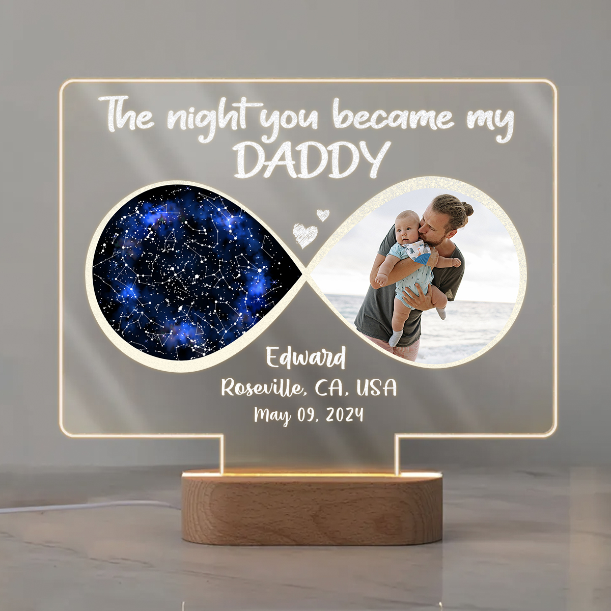 The Night You Became My Daddy Custom Night Sky Led Light, Father's