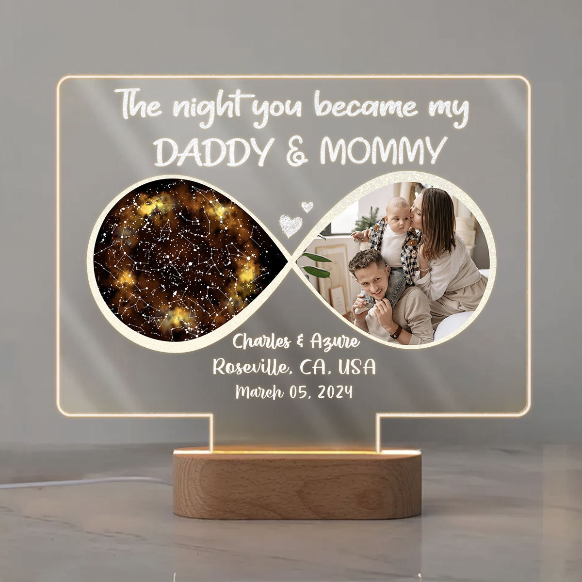The Night You Became My Daddy And Mommy Custom Star Map Led Light 