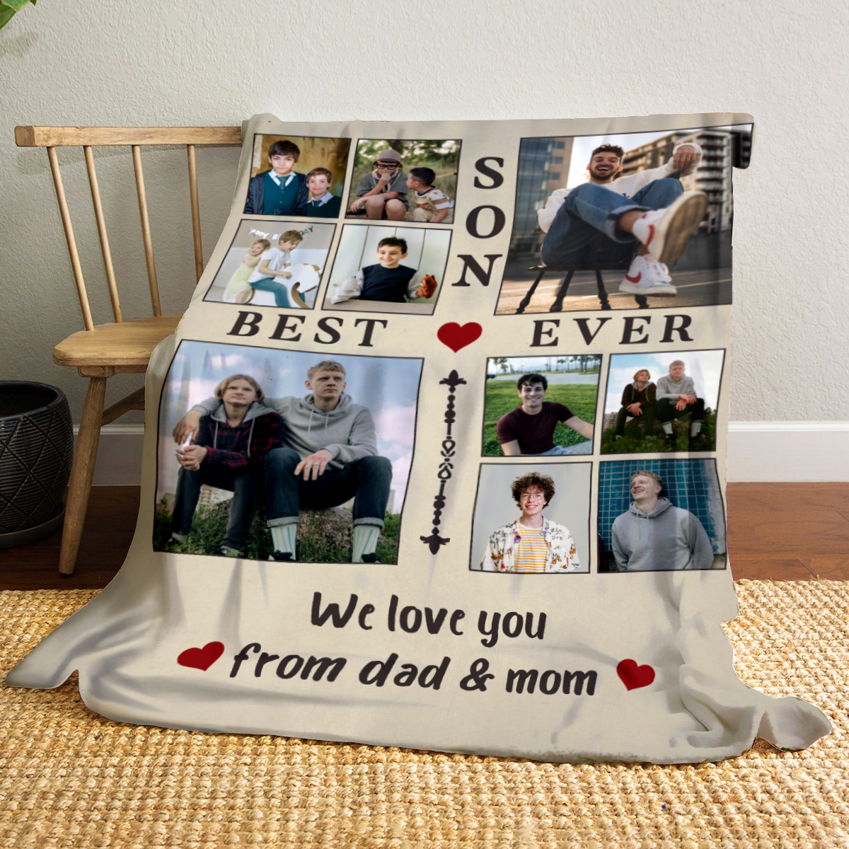 Coperta Per Figlio Dalla Mamma - Frasi D'Amore Stampate - Pile Sherpa 127x101 Cm - Regalo Compleanno, Laurea