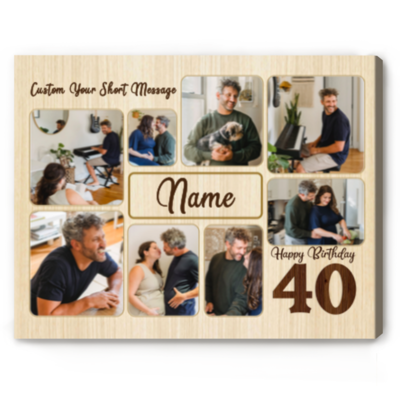 40th Birthday Picture Collage Canvas, Photo Gifts for 40th Birthday, 40th Birthday Gift Ideas for Her