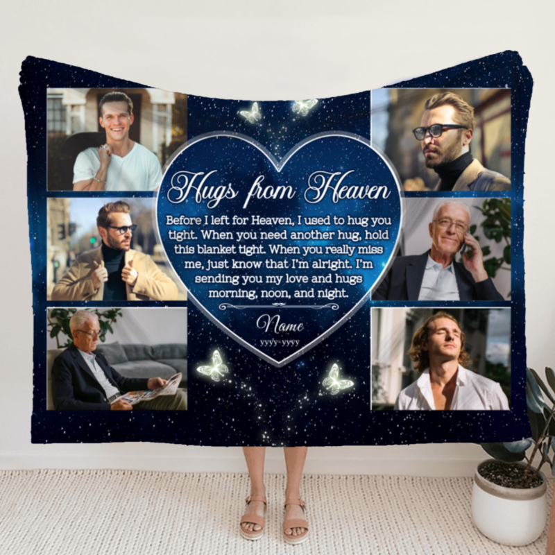 hugs from heaven personalized memorial blankets with picture gifts remembering lost loved one condolence gift