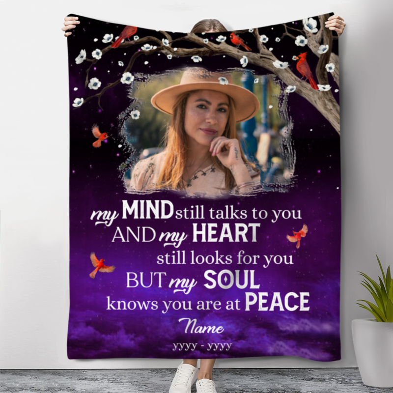 personalized in loving memory photo blanket sympathy gifts for lost loved ones memory collage gift my mind still talks to you blanket