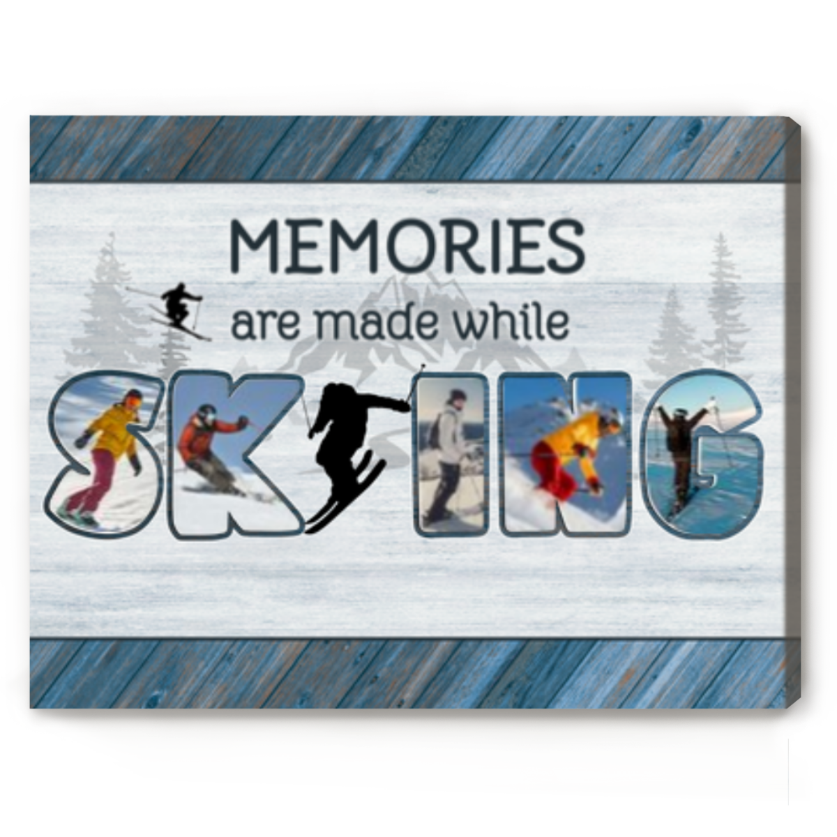 Custom Skiing Photo Collage Canvas, Ski Lover Gift, Skiing Collage