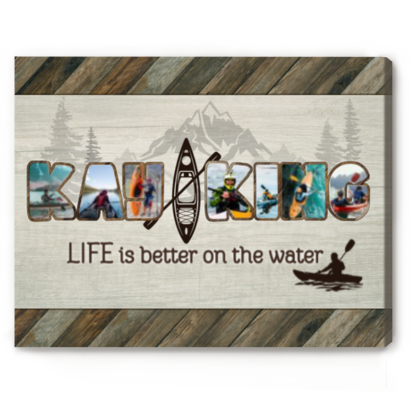 custom kayaking photo collage canvas kayaking collage gifts kayak lover gift kayaking gifts for women and men