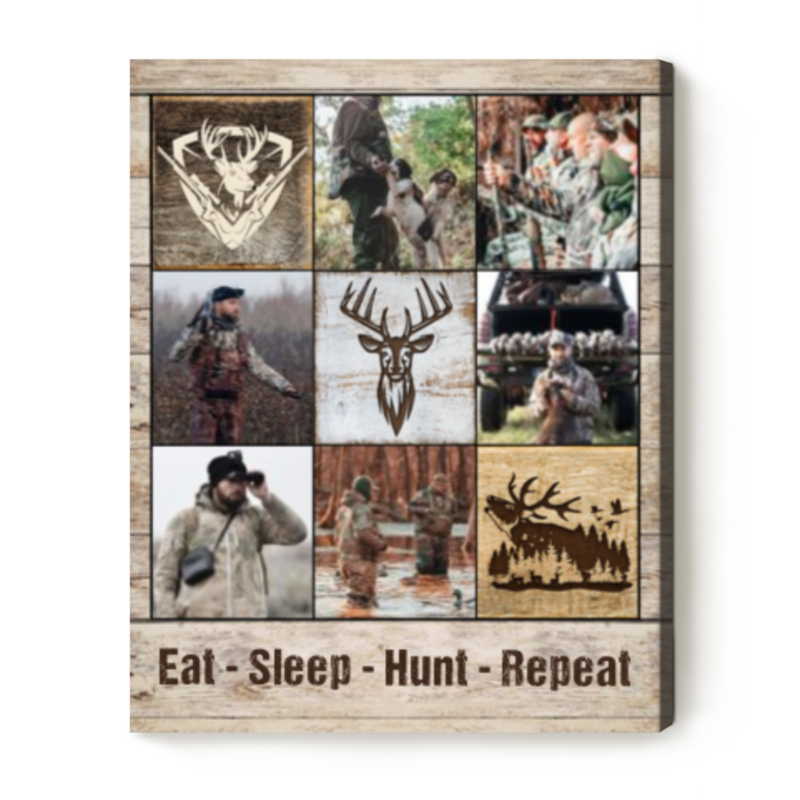 Custom Hunting Memories Pictures Collage Canvas, Hunting Personalized Gift, Best Gift for Hunter