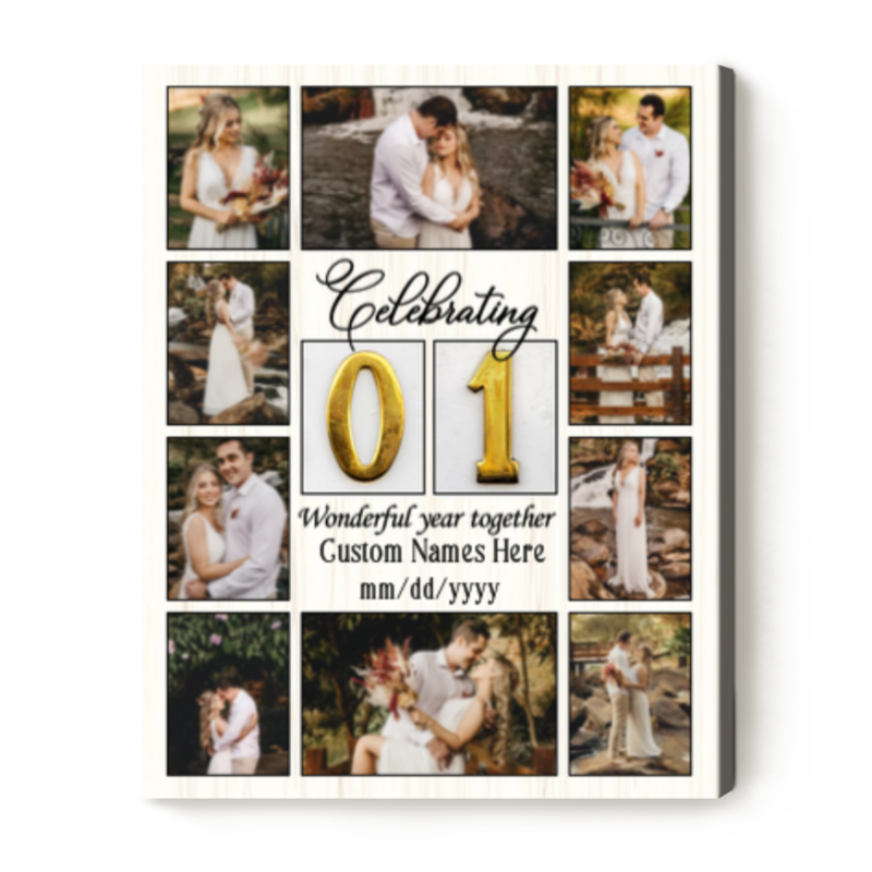 celebrating 1 wonderful year together photo collage canvas personalized 1 year wedding anniversary gifts first anniversary gift for wife