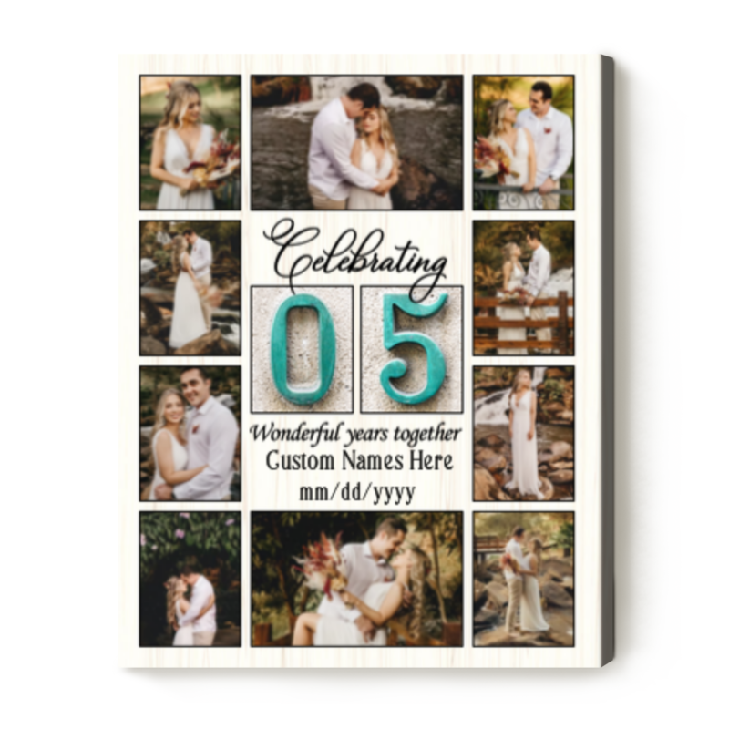 celebrating 5 wonderful years together photo collage canvas 5 years wedding anniversary gift traditional 5th anniversary gift