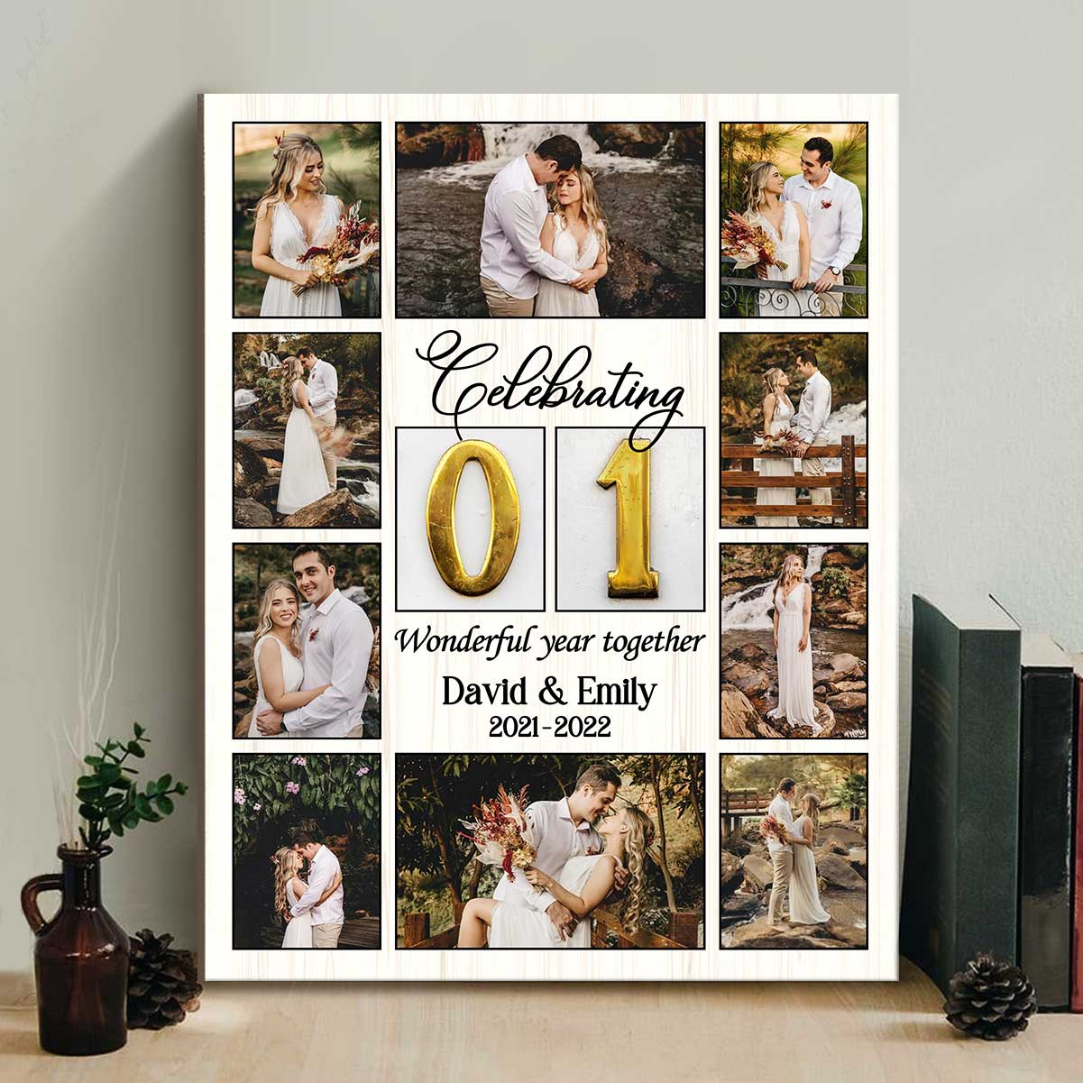 Celebrating Wonderful Year Together Photo Collage Canvas