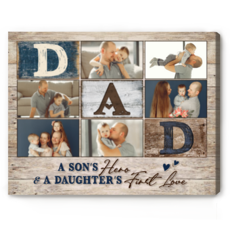 Dad Photo Collage Canvas, Good Fathers Day Gift, Personalized Gifts for Dad, Father Birthday Gift