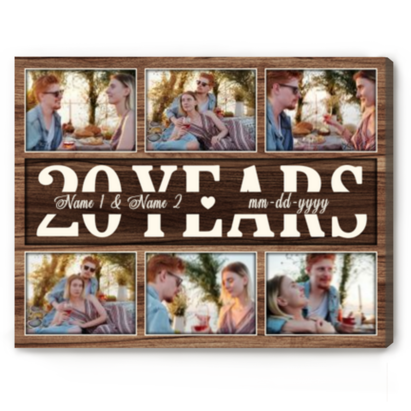personalized 20 years anniversary photo canvas 20th anniversary traditional gift twenty year anniversary gift