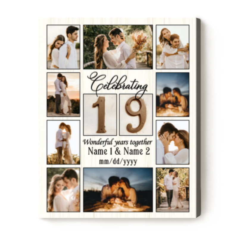 celebrating 19 wonderful years together photo collage canvas 19 years married gift 19 year wedding anniversary gift