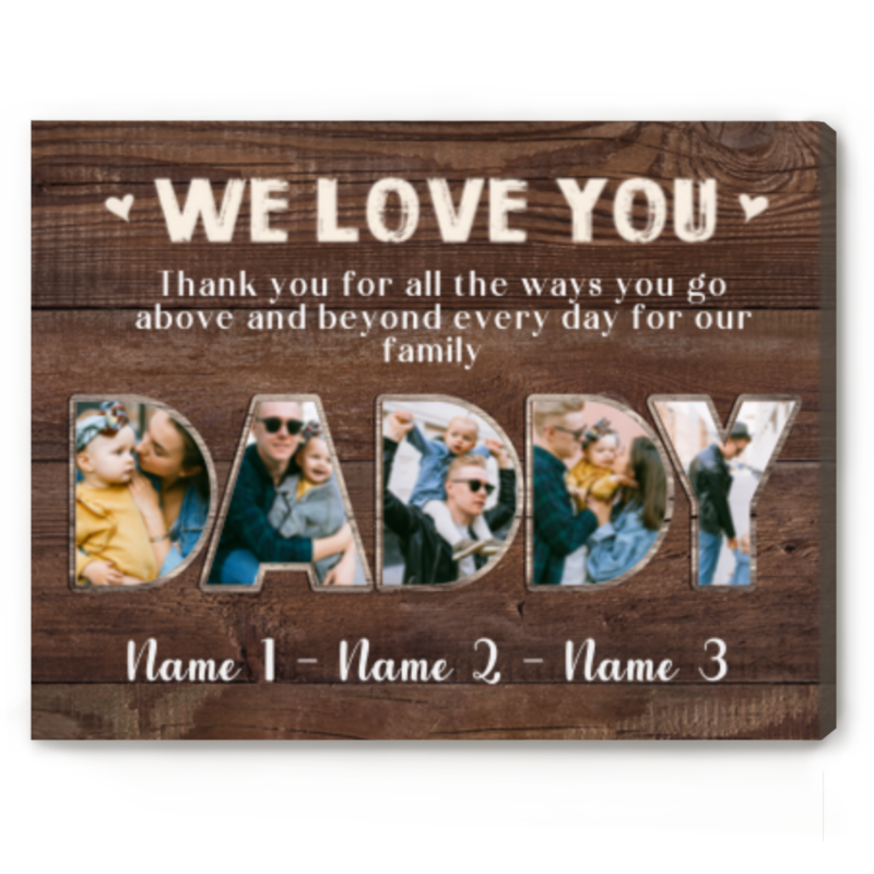 we love you daddy personalized photo canvas father's day gifts from wife dad presents from kids daddy photo gifts