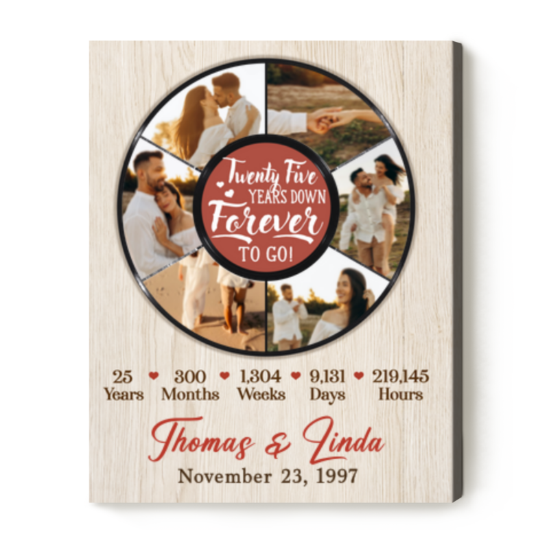 personalized twenty five years down forever to go photo collage canvas 25th anniversary gift for her 25 year wedding anniversary gift