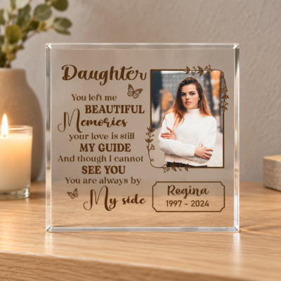 Custom Daughter Memorial Photo Acrylic Plaque, Loss of Daughter Sympathy Gift, Bereavement Remembrance Keepsake Table Sign