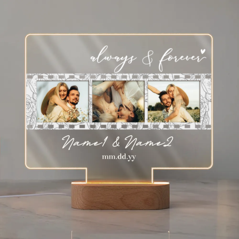 memory film photo acrylic led night light personalized picture collage memorable gift for partner valentine gift for wife