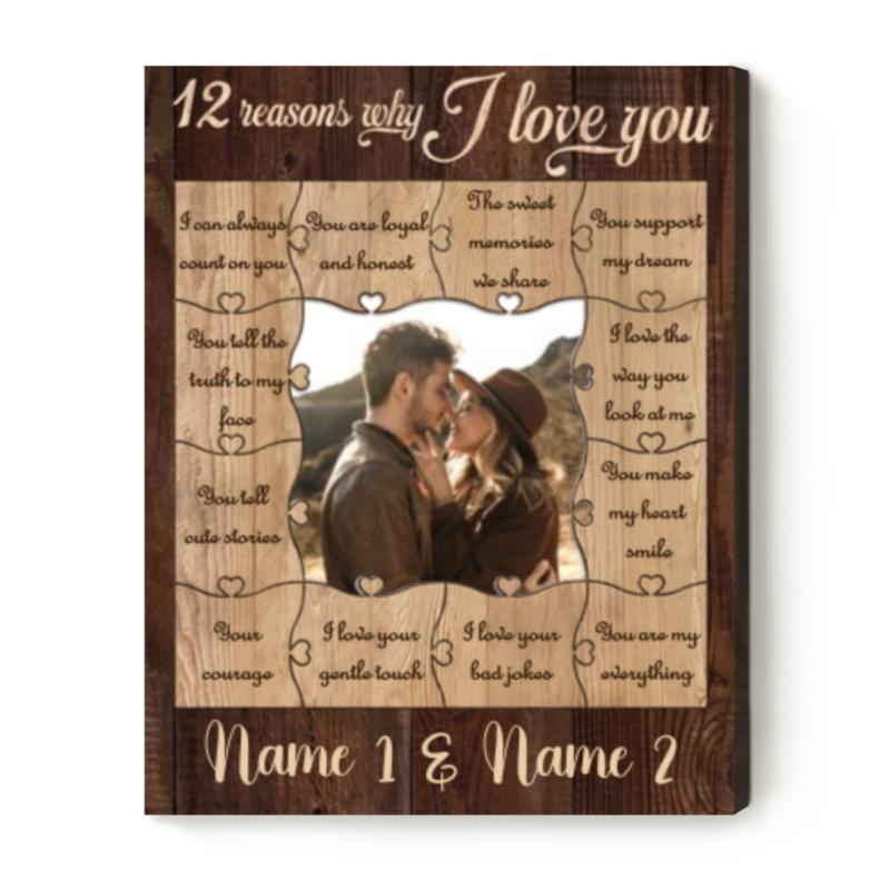 12 Reasons Why I Love You Custom Photo Canvas, Personalized Valentines Day Gifts, Dating Anniversary Gift for Girlfriend, Birthday Gift for Her