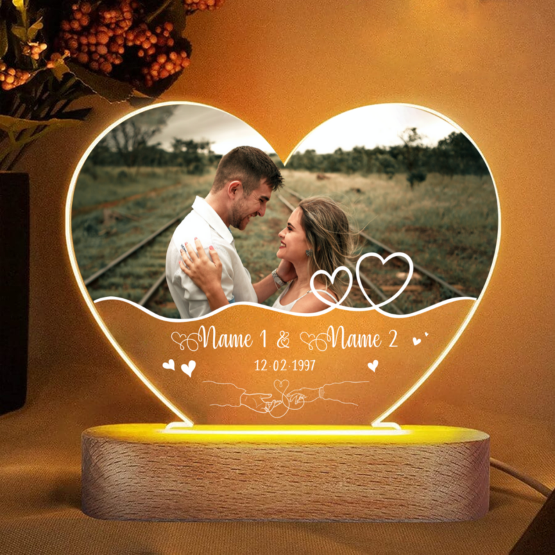 personalized photo heart night light guy valentine gift custom gifts for boyfriend couple picture led light