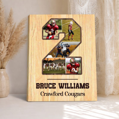 Personalized Sport Photo Collage Canvas, Any Number Wall Art, Senior Night Gift for Athlete, Athlete Tribute Decor for Senior Night & Year-End