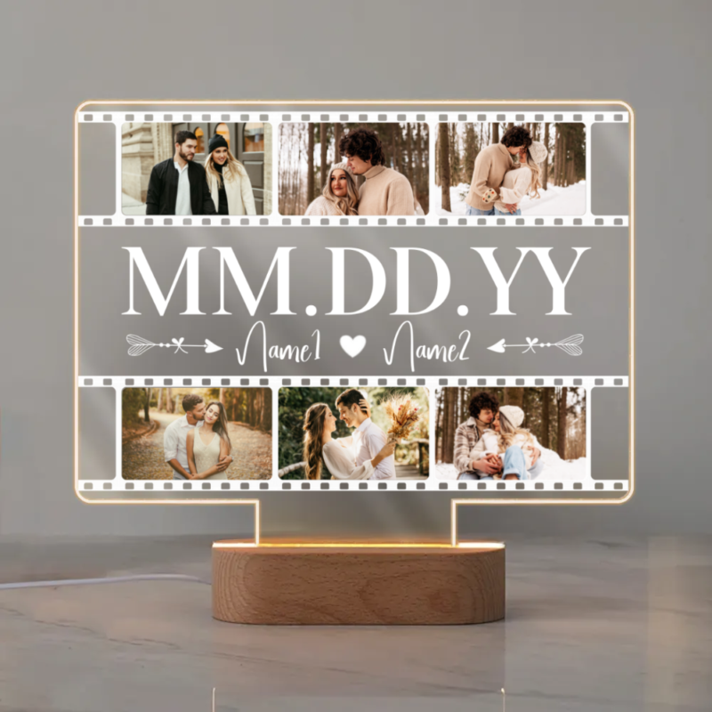 special date personalized photo collage acrylic led valentines day gifts for partner custom anniversary gift for her and him