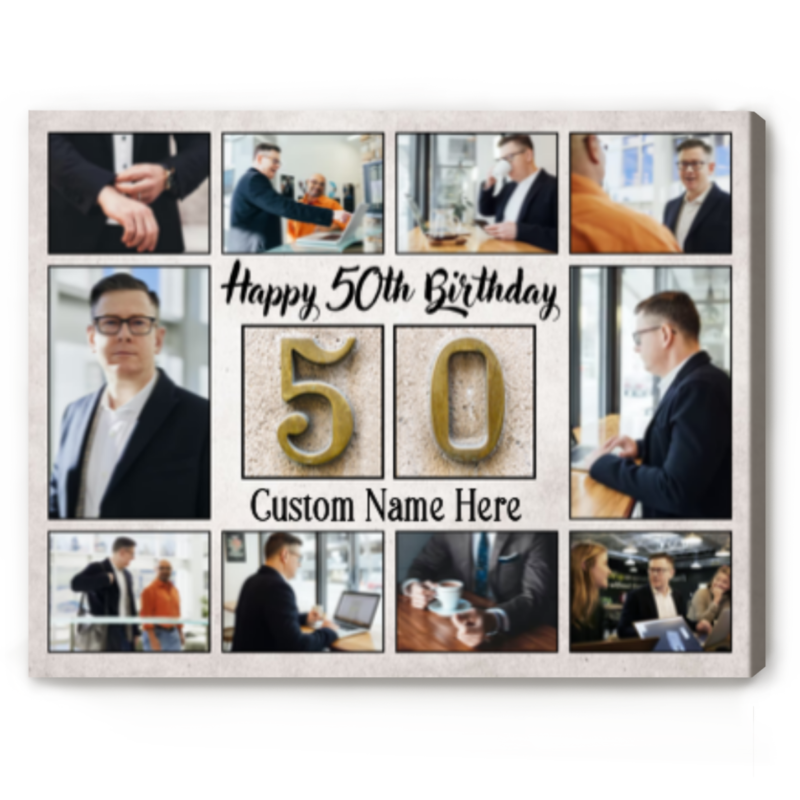 happy 50th birthday photo collage canvas custom photo gift for 50th birthday party personalized 50th birthday gifts for man woman