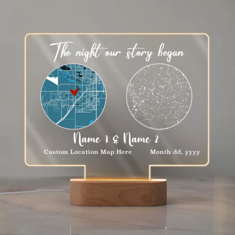 custom sky map and location map on led night light star map gifts for anniversary personalized gift for him her on valentine day