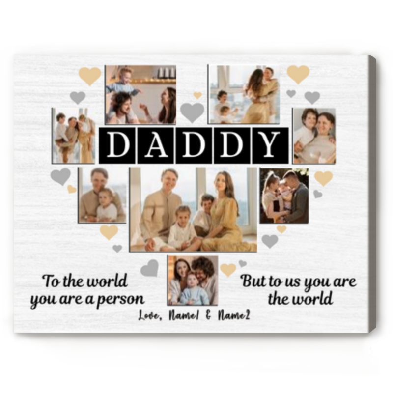 Daddy Collage Picture Frame, Personalized Daddy Photo Collage Gift, Best Fathers Day Gifts For Dad, Father Gift