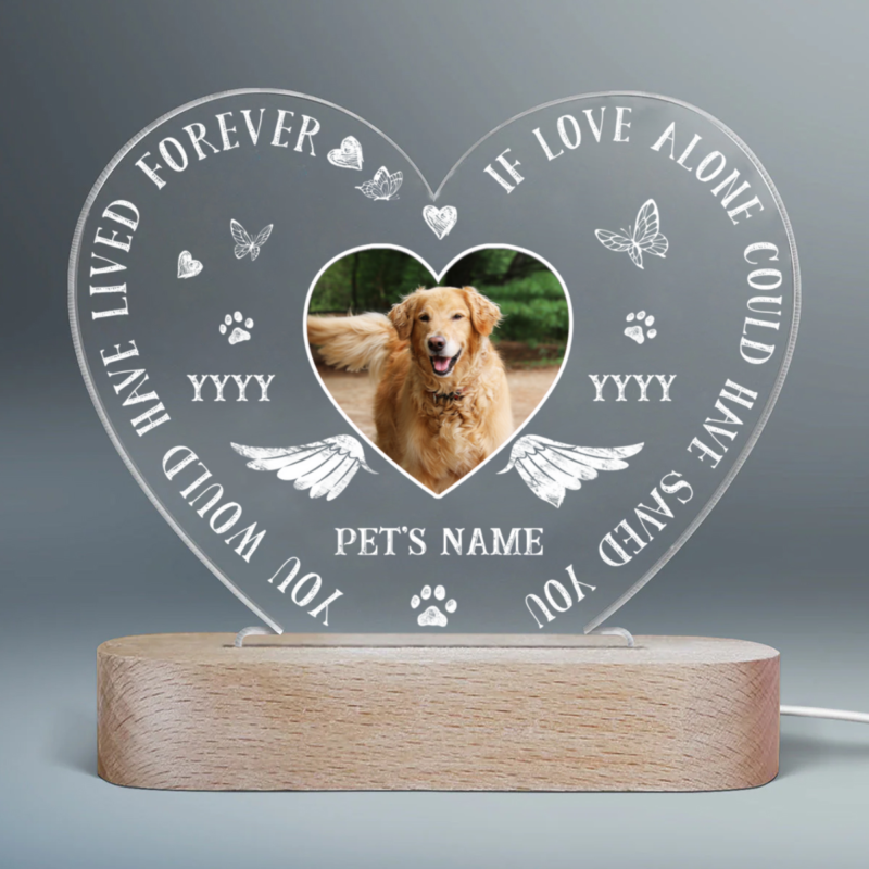 If Love Could Have Saved You Custom Dog Memorial Acrylic Night Light, Personalized Dog Memorial Gift With Picture, Pet Loss Gifts