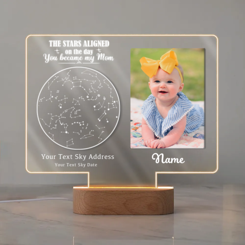 the day you became my mom custom star map and photo acrylic led mother's day gifts for new moms unique gifts for new mom from baby