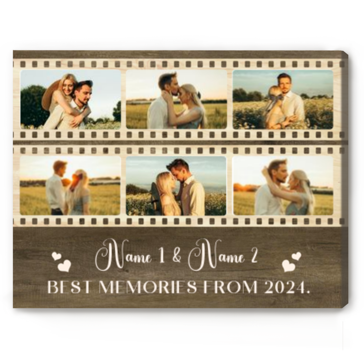 Personalized Couple Memory Film Photo Collage Canvas, Custom Valentines