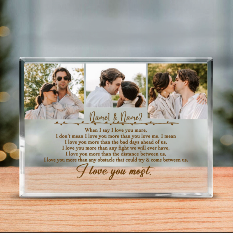 I Love You The Most Custom Photo Acrylic Plaque, Personalized Couple Photo Acrylic Plaque, Anniversary Gifts
