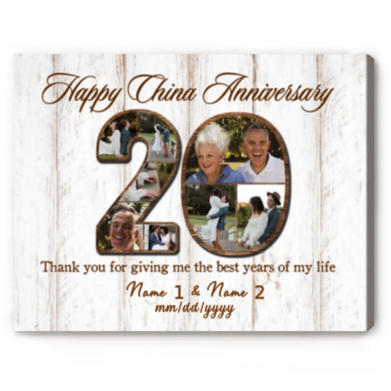 happy china anniversary custom photo collage canvas 20th anniversary traditional gift 20 year anniversary gift for wife husband