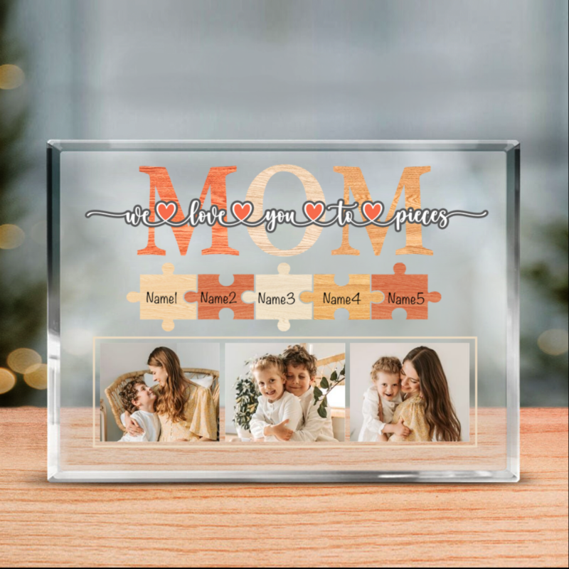 mom we love you to pieces personalised photo acrylic plaque unique mother's day gifts custom mom gifts with kids names