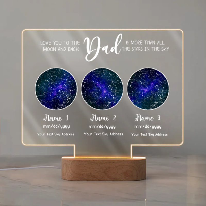 custom dad constellation map acrylic led personalized fathers day night sky gifts gifts for dad with kids names and birthday