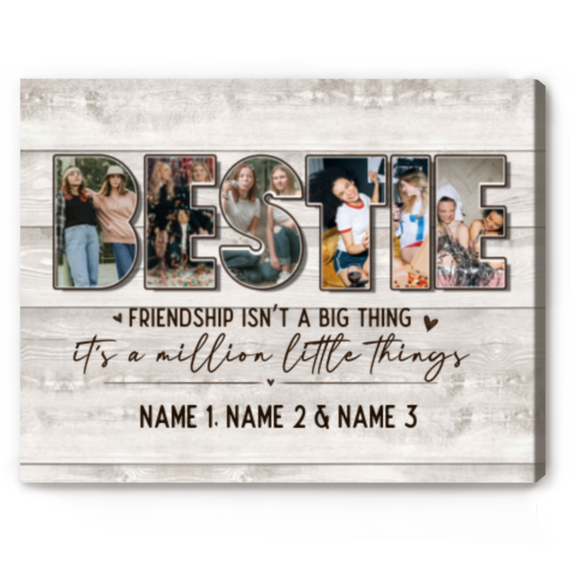 Personalized Bestie Photo Collage Canvas, Christmas Gift for Bestie, Friendship Quote Gift, Longtime Friend Gift, BFF Birthday Gift