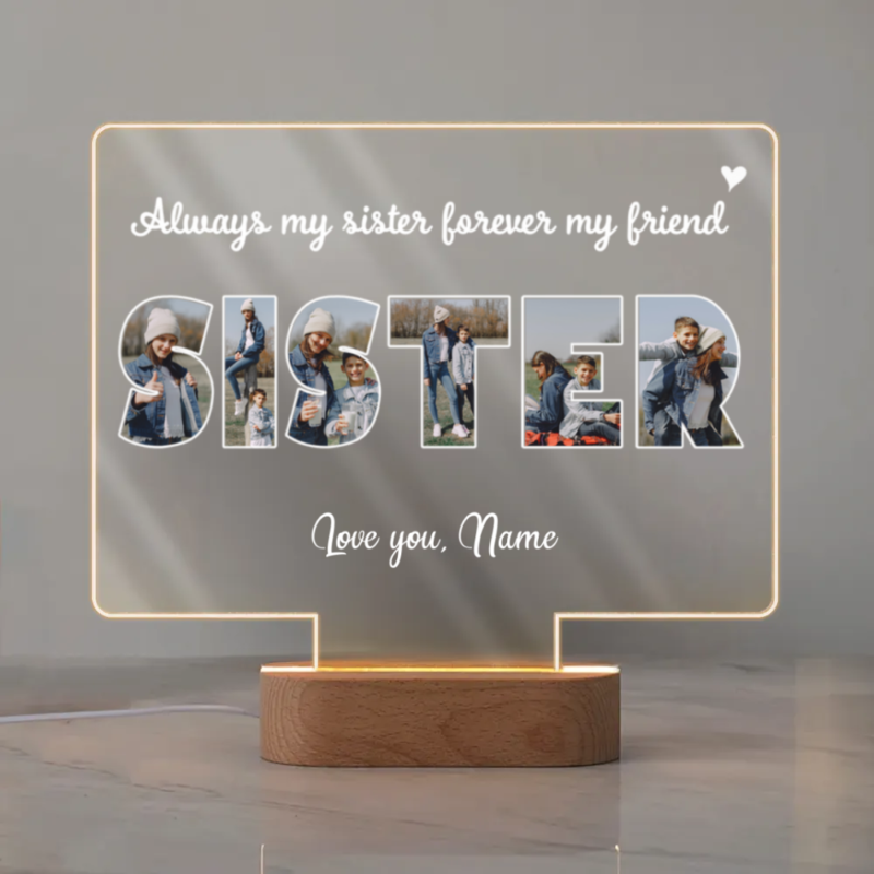 always my sister forever my friend custom photo led light mother's day gift ideas for sister personalized gift for sister birthday